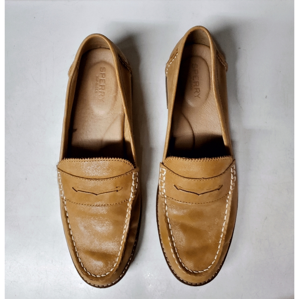 Sperry Seaport Penny Starlight Leather Loafer in Tan Size 10 Womens